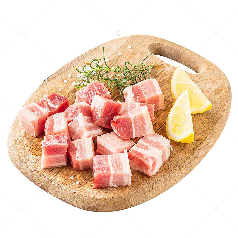 新鲜五花肉和木案板