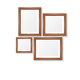 矢量卡通木纹方形欧式油画框