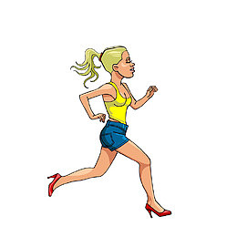 穿高跟鞋跑的女士