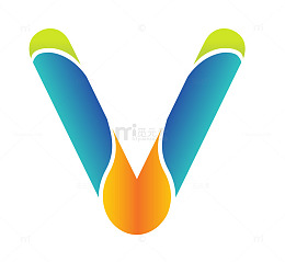 LOGO字母设计彩色立体V型