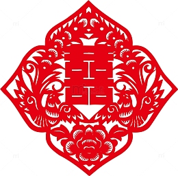 中式结婚剪纸图
