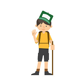 矢量手绘爬山男生