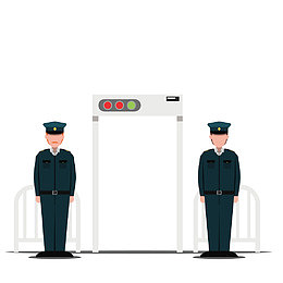 安检门口的保安人物