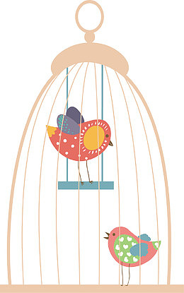 矢量图鸟笼里面的小鸟