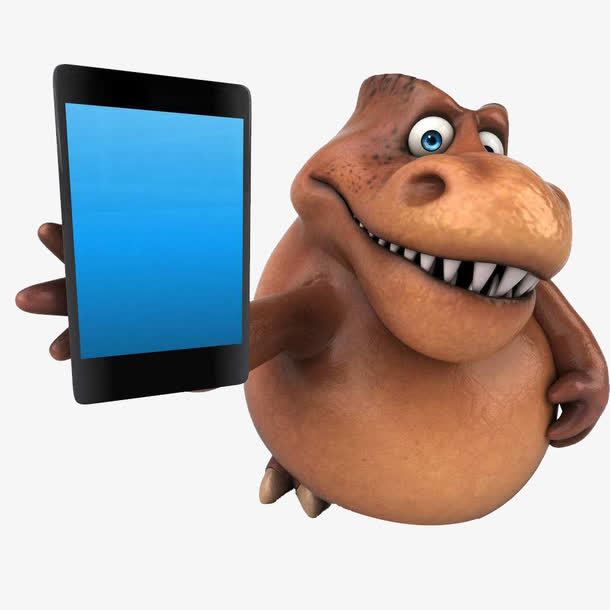 拿着手机的卡通动物形象