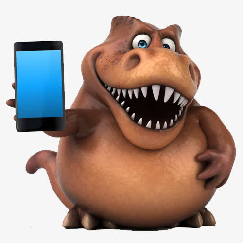 卡通形象拿着手机