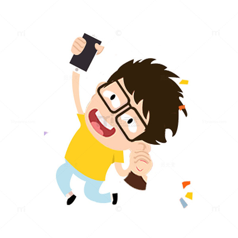 手绘小男孩摔手机