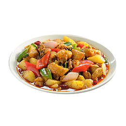 产品实物彩椒土豆鸡块