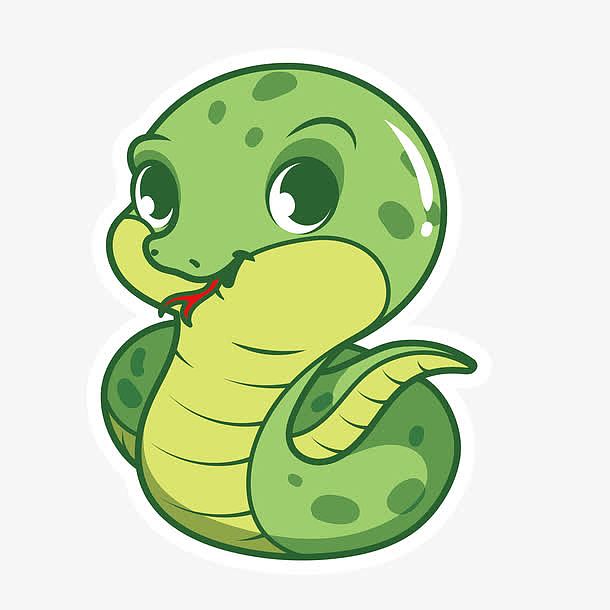 手绘卡通绿色可爱小蛇