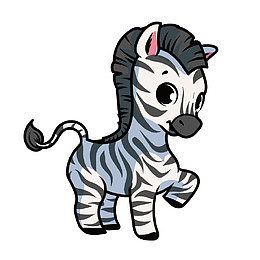 手绘卡通可爱小斑马