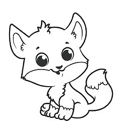 手绘卡通线描小猫咪