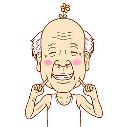 卡通挤眼笑爷爷
