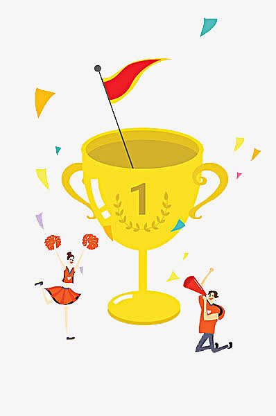 卡通欢呼的人们