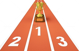 手绘运动跑道与奖杯