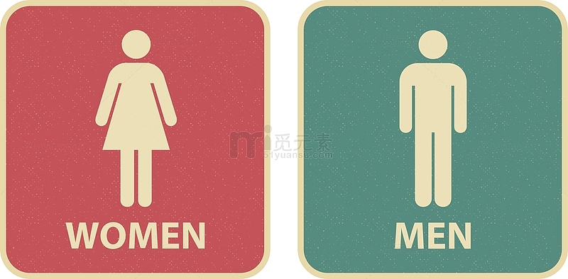 复古风格男女厕所标志