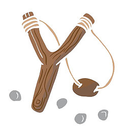 地上的弹珠与弹弓