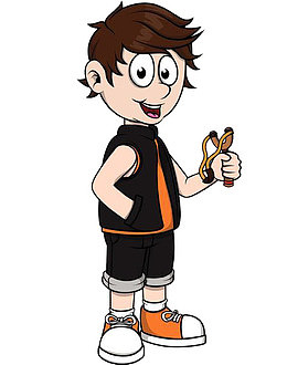 手插口袋拿着弹弓的男孩
