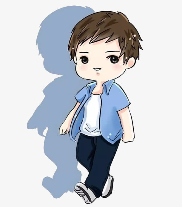 男孩,帅气的,影子,插图,短袖,可爱的,短发[声明] 觅元素所有素材为