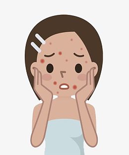 捂着脸痘痘女孩可爱