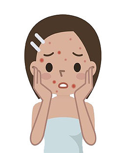 捂着脸痘痘女孩可爱