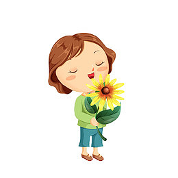 女孩拿着菊花