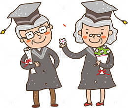 手绘穿学士服的老婆婆免抠
