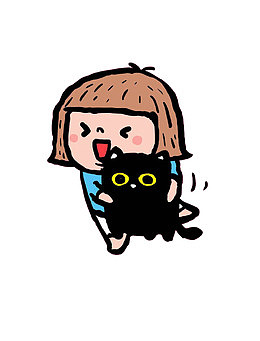 抱着猫咪的小姑娘素材图片