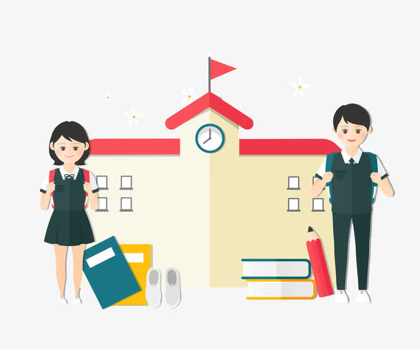 两个学生一起去上学