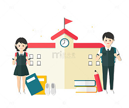 两个学生一起去上学