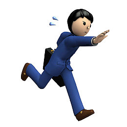 拿着箱子急忙逃跑的卡通3d小人