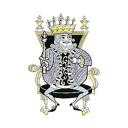 卡通手绘扑克王坐在王座上插画设