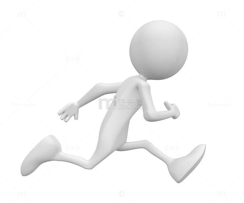 3D立体风格小人逃跑矢量图案