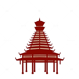 红色立体建筑侗族鼓楼PNG