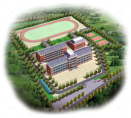 被绿化带包围的学校