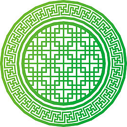 绿色古代圆形窗户