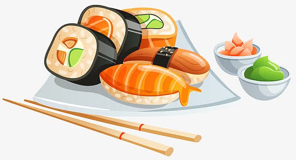 清新手绘寿司日式料理