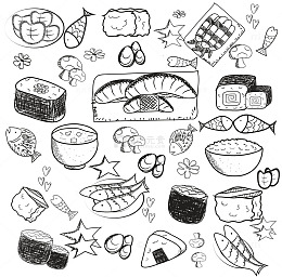 手绘美味的日料寿司插画