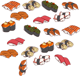 手绘日本料理无缝背景插画