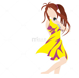 拿话筒唱歌跳舞的美女