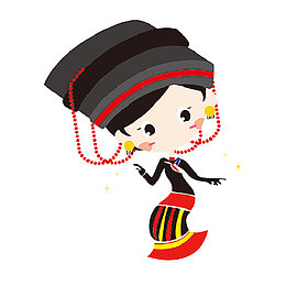 卡通少数民族彝族美女跳舞插画免