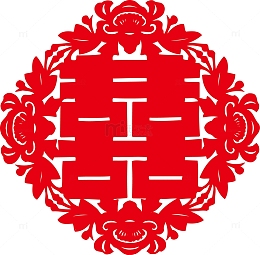 中国风红色喜字贴