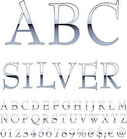 银色英文艺术字
