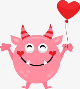 粉色可爱爱心小怪兽