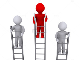 卡通上梯子的小人免抠图