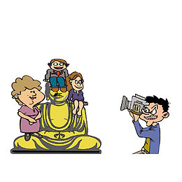 请文明合影