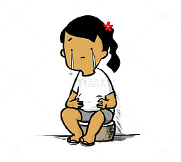 卡通表情包哭伤心流泪小女孩