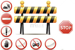 禁止停车的各种路标车牌