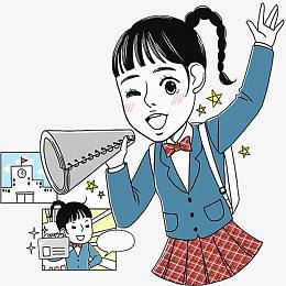 学生挥手再见