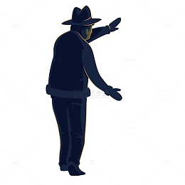 摆手再见的老人剪影