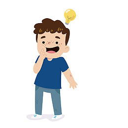 卡通思考小男孩矢量图